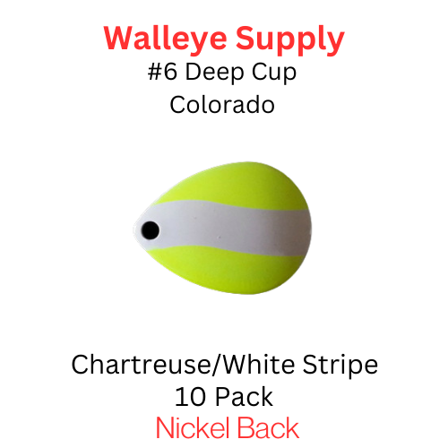 Deep Cup Colorado Spinner Blade #6 Chartreuse with White Stripe