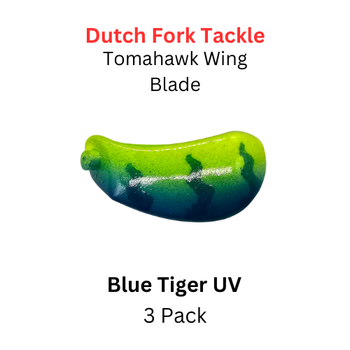 DUTCH FORK TACKLE: Tomahawk Wing Blade Size 2 Blue Tiger UV 3 Pack