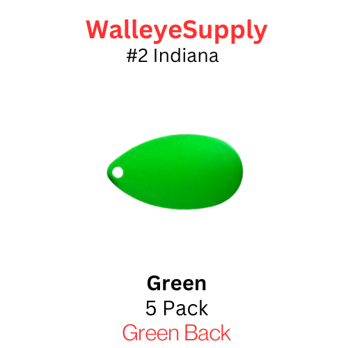 SIZE 2 INDIANA spinner blade GREEN 5 pk