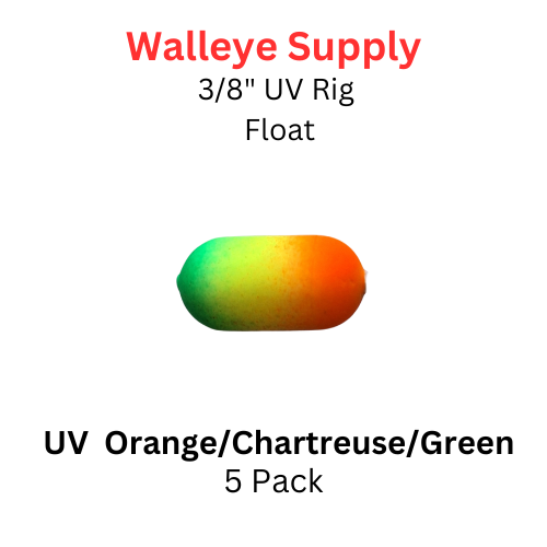 3/8" UV ORANGE CHARTREUSE GREEN Rig (Pill) Float 5 PK 3/8" UV ORANGE CHARTREUSE GREEN Rig (Pill) Float 5 PK