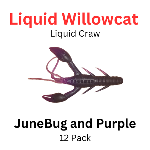 Liquid Willowcat Liquid Craw JuneBug and Purple 12/PK