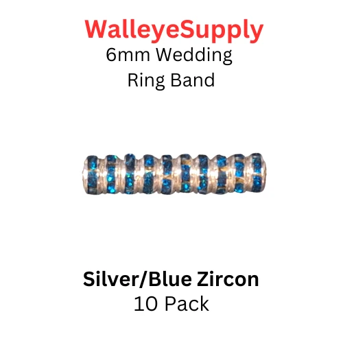 Wedding Ring Lure Beads 6mm SILVER/ BLUE ZIRCON