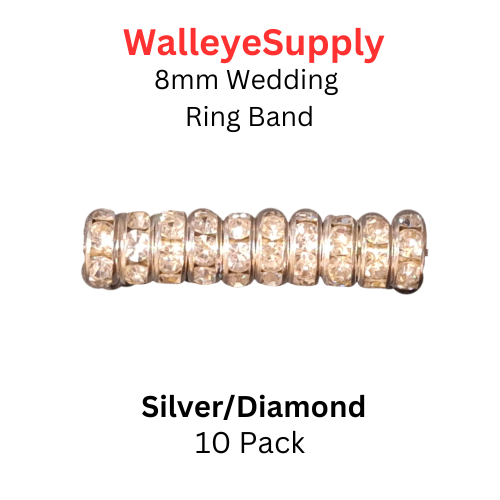 Wedding Ring Lure Beads 8mm SILVER/DIAMOND
