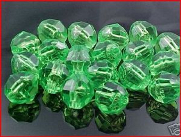 Beads Faceted 12mm TRANS.LIME 20/PK