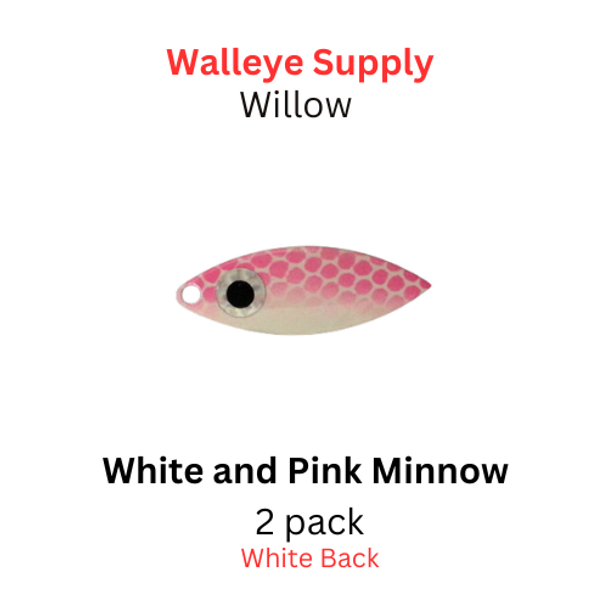 #3 WILLOWLEAF blades WHITE and PINK MINNOW 2 Pack 