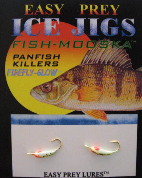 ICE FISHING JIGS #10 SPARKLE ROCKER GLOW/CH-ORG / EASY PREY LURES