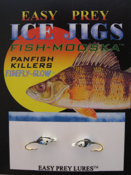 ICE FISHING JIGS #10 LADY BUG BLUE GLOW / EASY PREY LURES