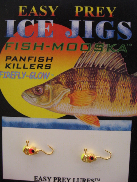 ICE FISHING JIGS #12 LS MINNOW GOLD-N-CHARTREUSE / EASY PREY LURES