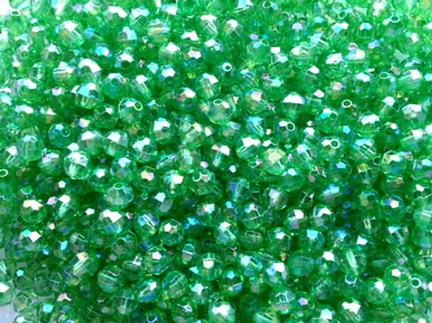 Beads 6mm Faceted TRANS.GREEN AB