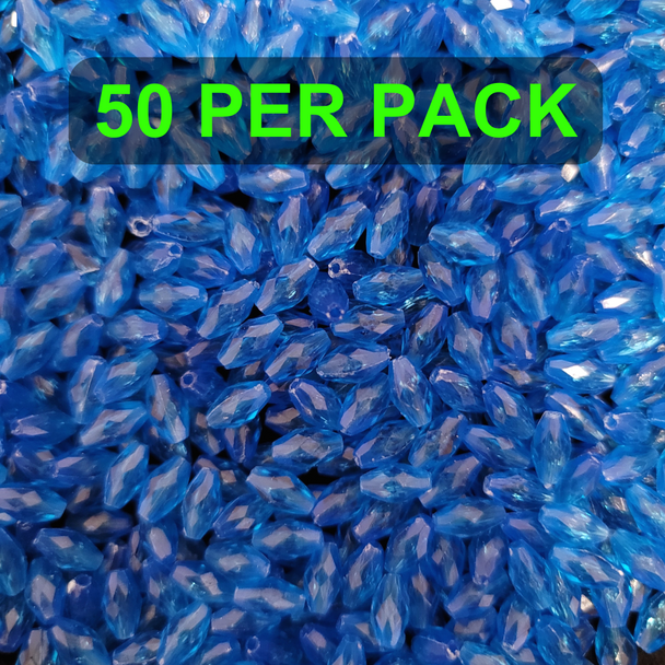 3x6 TRANSLUCENT BLUE FACETED OVAL LURE BEAD 