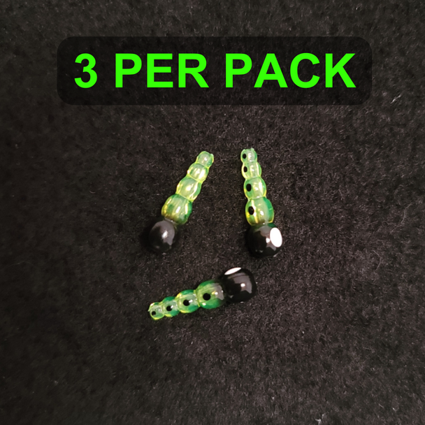 CHARTREUSE BLACK EYE MAYFLY BEAD 3pk stack bead