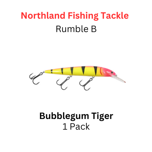 NORTHLAND FISHING TACKLE: Rumble B Crankbait size 11 color BUBBLEGUM TIGER