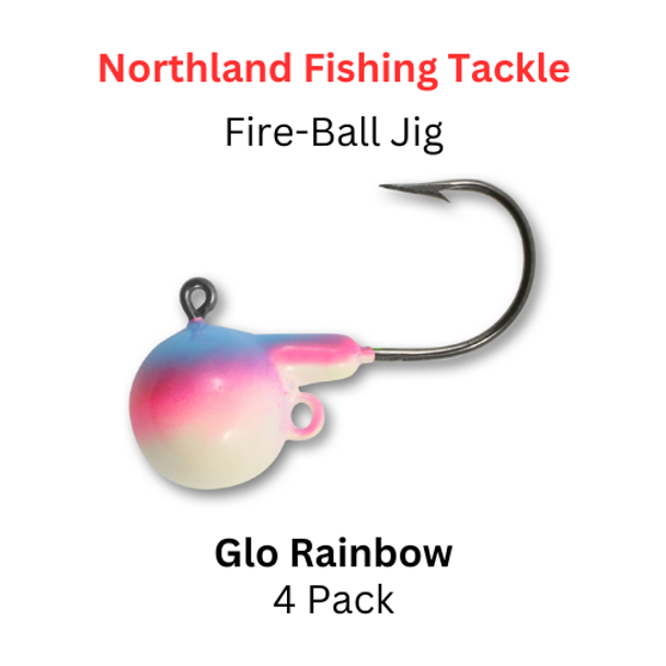 NORTHLAND FISHING TACKLE: Fire-ball Jig head 3/8oz GLO RAINBOW