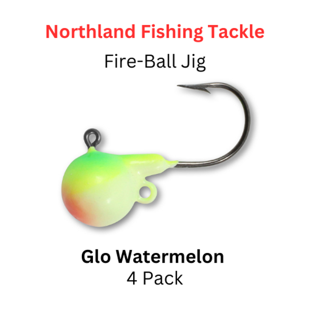 NORTHLAND FISHING TACKLE: Fire-ball Jig head 3/8oz GLOW WATERMELON