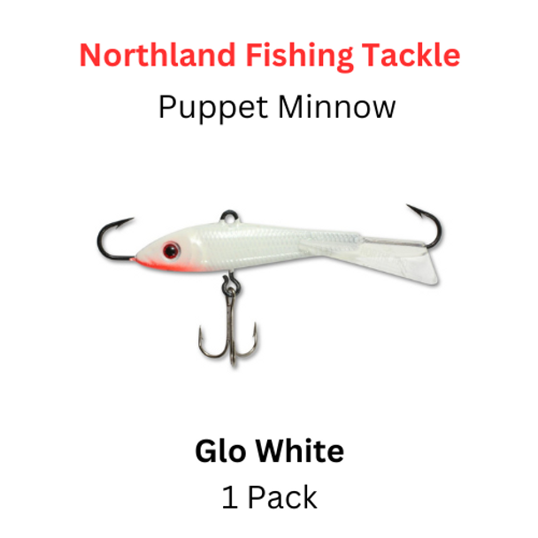 NORTHLAND FISHING TACKLE: 9/16oz Puppet Minnow Jig GLO WHITE