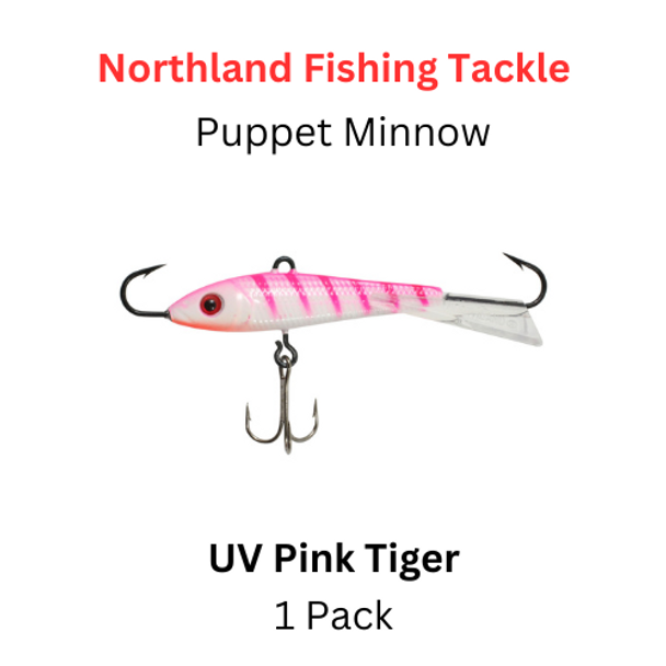 NORTHLAND FISHING TACKLE: 9/16oz Puppet Minnow Jig UV PINK TIGER