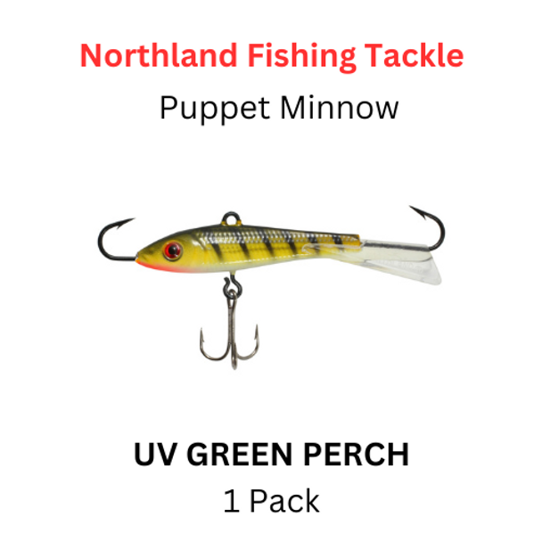NORTHLAND FISHING TACKLE: 9/16oz Puppet Minnow Jig UV GREEN PERCH