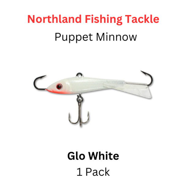 NORTHLAND FISHING TACKLE: 1/8oz Puppet Minnow Jig GLO WHITE