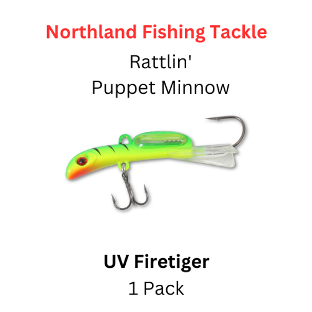 Northland Fishing Tackle: 1/4 oz RATTLIN' PUPPET MINNOW UV Firetiger