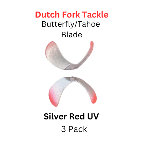 DUTCH FORK TACKLE: Butterfly Blade size 1 Silver Red UV 3 Pack