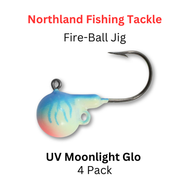 NORTHLAND FISHING TACKLE: Fire-ball Jig head 3/8oz UV MOONLIGHT GLOW