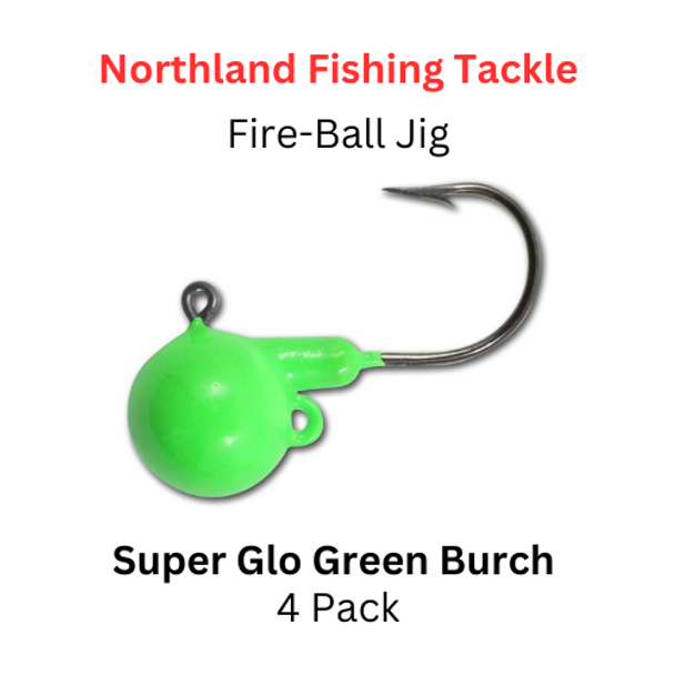 NORTHLAND FISHING TACKLE: Fire-ball Jig head 1/4oz SUPER GLO GREEN BURCH