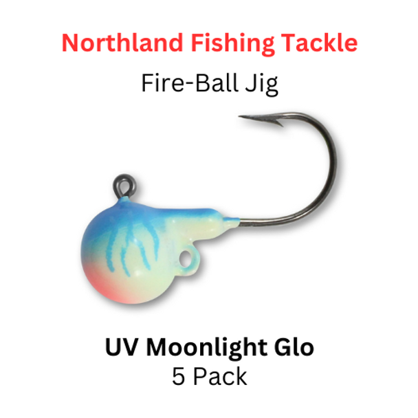 NORTHLAND FISHING TACKLE: Fire-ball Jig Head 1/8oz UV MOONLIGHT GLO 