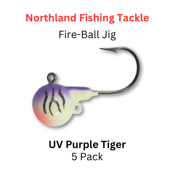 NORTHLAND FISHING TACKLE: Fire-ball Jig Head 1/8oz UV PURPLE TIGER