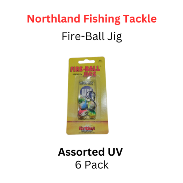 NORTHLAND FISHING TACKLE: Fire-ball Jig head 1/8oz UV Assorted pack 

