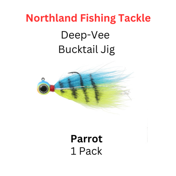 Northland Fishing Tackle: 1/8oz Deep-Vee Bucktail Jig PARROT