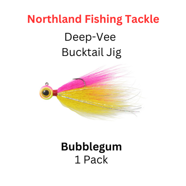 Northland Fishing Tackle: 1/8oz Deep-Vee Bucktail Jig BUBBLEGUM