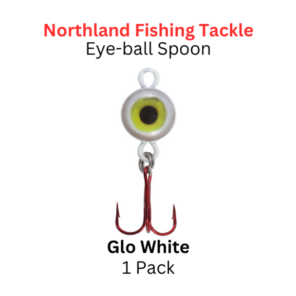 Northland Fishing Tackle: 1/16oz Eye-Ball Spoon Glo White
