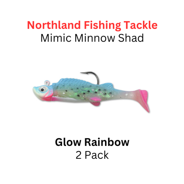 NORTHLAND FISHING TACKLE: 1/16oz Mimic Minnow Shad GLOW RAINBOW