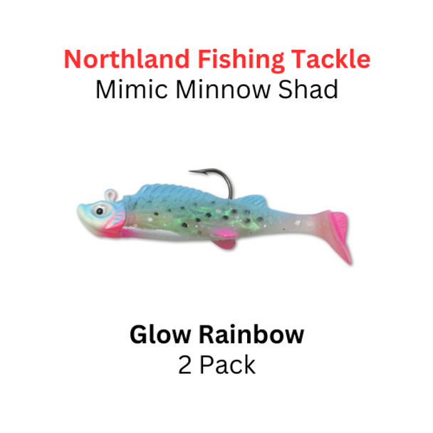 NORTHLAND FISHING TACKLE: 1/32oz Mimic Minnow Shad GLOW RAINBOW