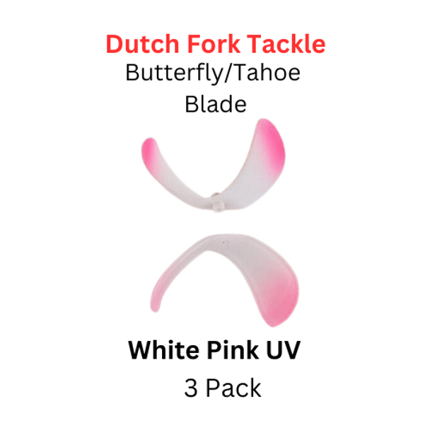 DUTCH FORK TACKLE: Butterfly Blade size 1 White Pink UV 3 Pack