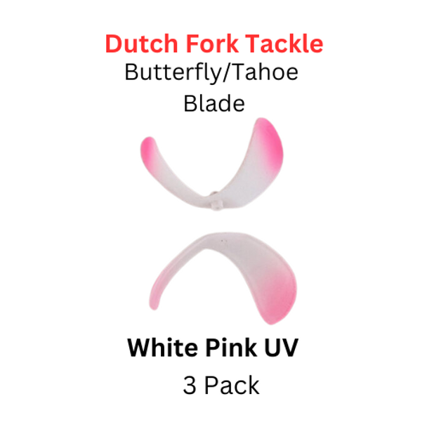 DUTCH FORK TACKLE: Butterfly Blade size 2 White Pink UV 3 Pack