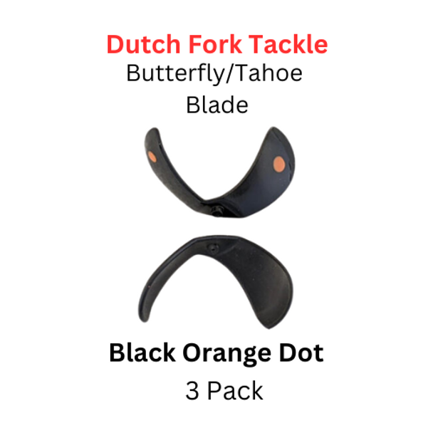 DUTCH FORK TACKLE: Butterfly Blade size 2 Orange Black Dot 3 Pack