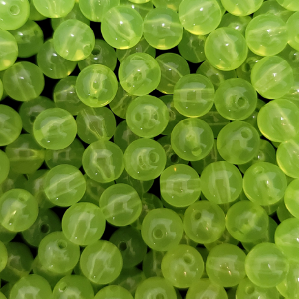 Transparent LIME GREEN 8mm Round Beads 50/pk 