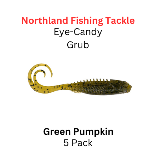 NORTHLAND FISHING TACKLE Eye Candy Grub Green Pumpkin 5/pk
