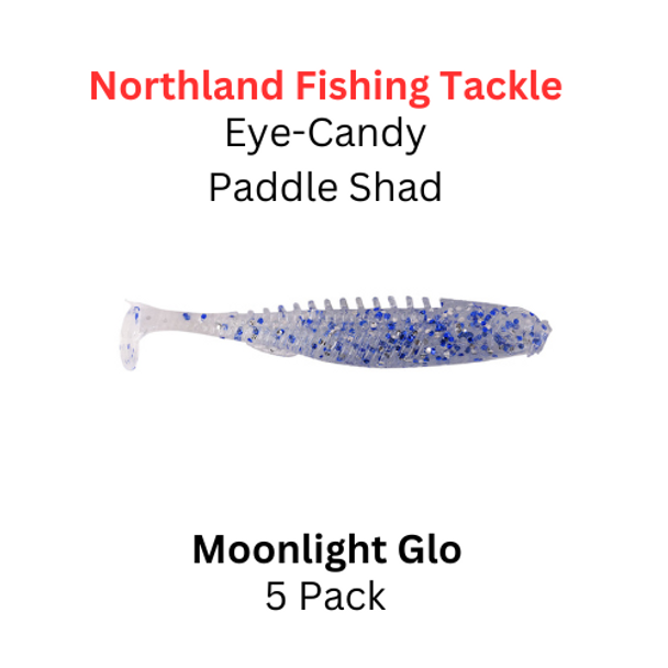 NORTHLAND FISHING TACKLE Eye Candy Paddle Shad Glo Moonlight 5/pk 