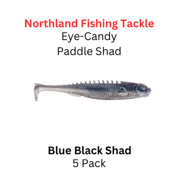 NORTHLAND FISHING TACKLE Eye Candy Paddle Shad Blue Black Shad 5/pk