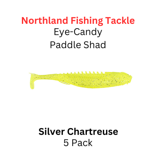 NORTHLAND FISHING TACKLE Eye Candy Paddle Shad Silver Chartreuse 5/pk 