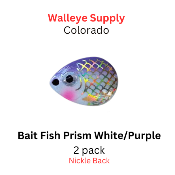 Walleye Supply: #3 1/2 Colorado Baitfish Prism White and Purple back (Nickle Back) 2 pack 