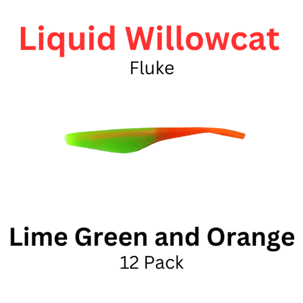 Liquid Willowcat Fluke Lime Green and Orange 12 pk