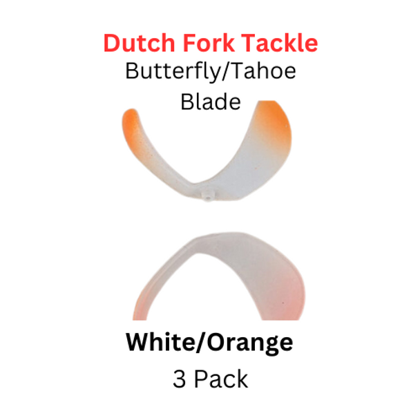 DUTCH FORK TACKLE: Butterfly Blade size 2 White/Orange UV 3 Pack