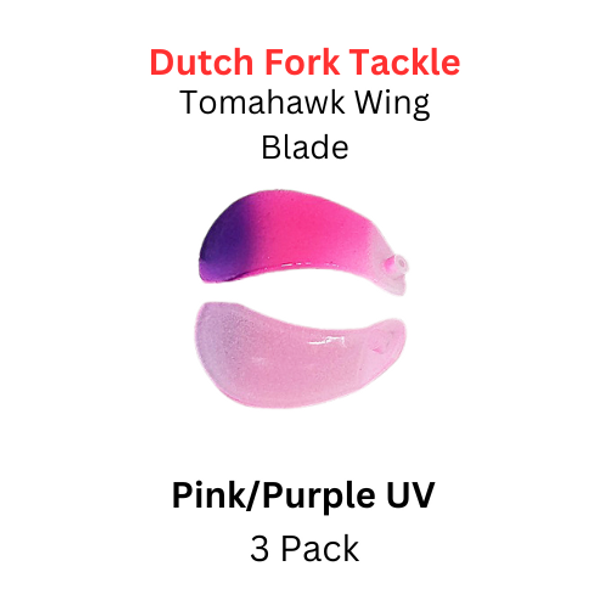 DUTCH FORK TACKLE: Tomahawk Wing Blade Size 1 Pink/Purple UV 3 Pack 