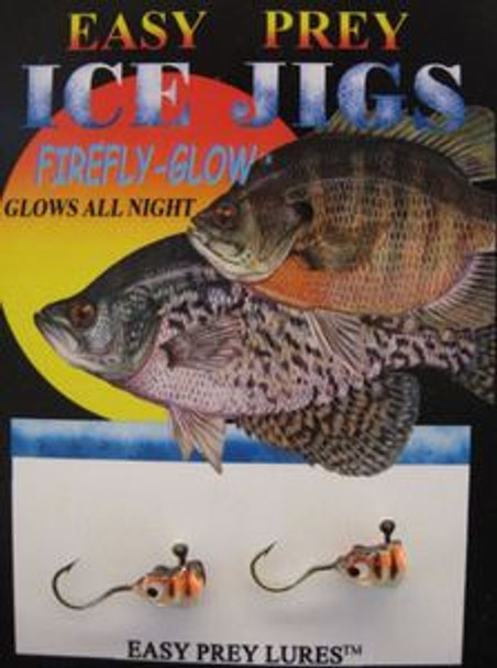 ICE FISHING JIGS #8 LS MINNOW GLOW ORANGE PERCH / EASY PREY LURES