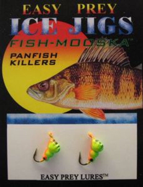 ICE FISHING JIGS #10 GRUB MOOSKA FIRETIGER/ EASY PREY LURES