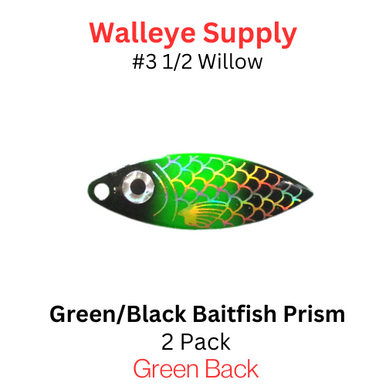 willowleaf BAITFISH PRISM GREEN/BLACK spinner blades #3 1/2