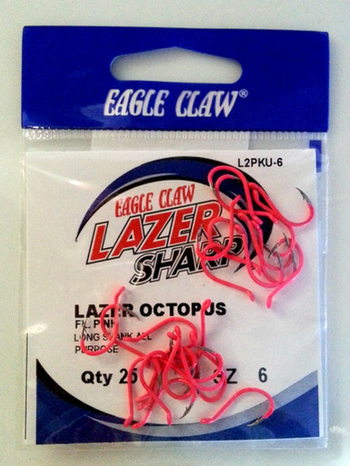 EAGLE CLAW LAZER OCTOPUS HOOKS 25/pk- PINK #6